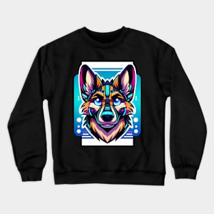 Cyberpunk Neon Furry Anthro German Shepherd Crewneck Sweatshirt